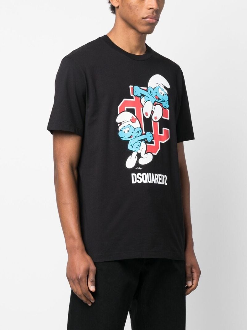 Black Smurf Print Organic Cotton T-shirt