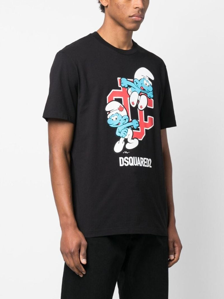 Black Smurf Print Organic Cotton T-shirt