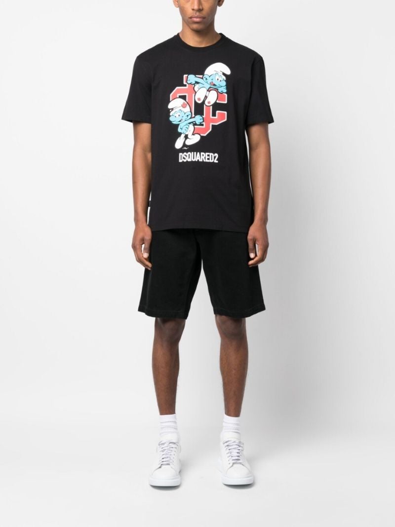 Black Smurf Print Organic Cotton T-shirt