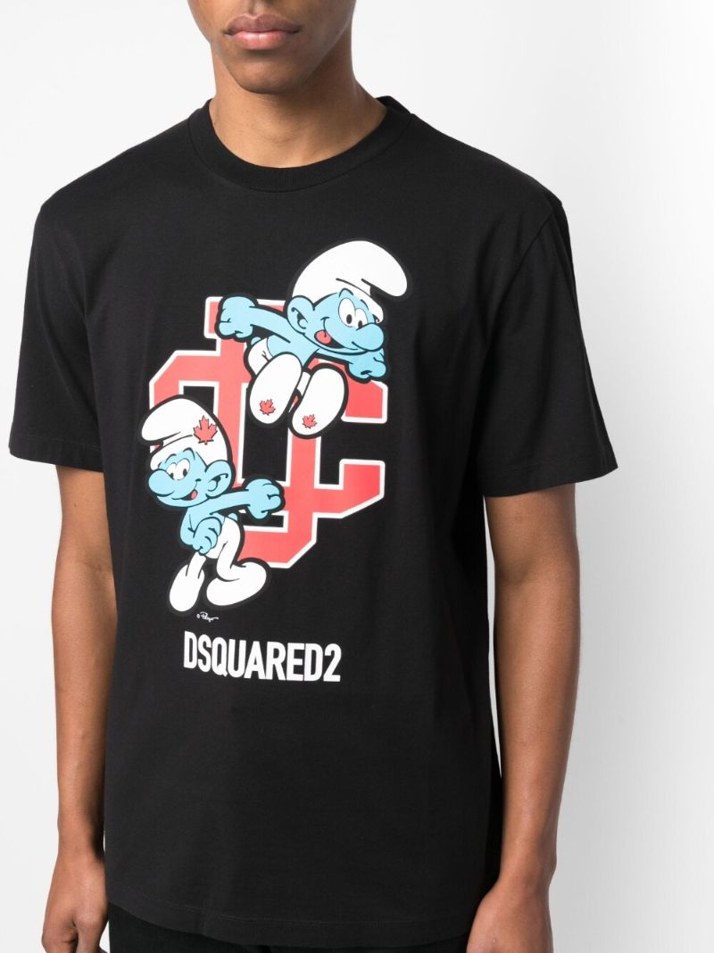 Black Smurf Print Organic Cotton T-shirt