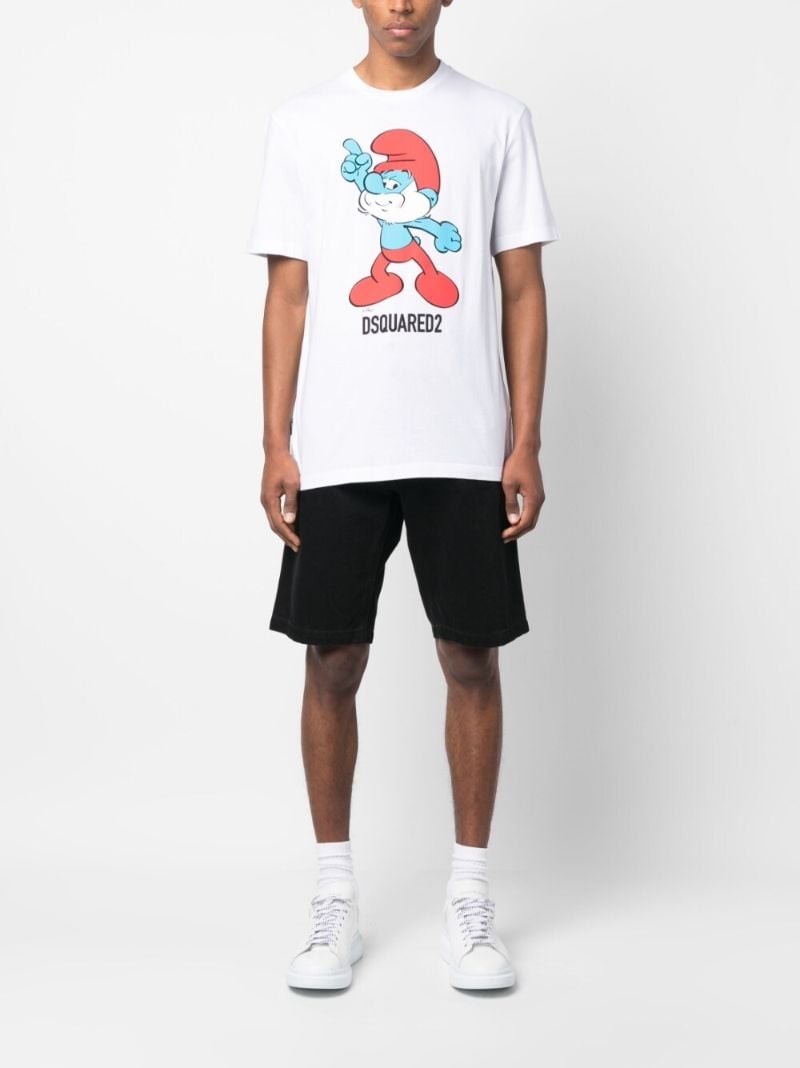 White Smurf Print Organic Cotton T-shirt