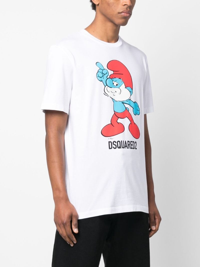 White Smurf Print Organic Cotton T-shirt