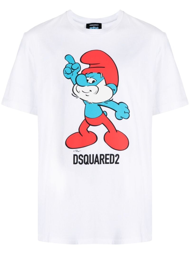 White Smurf Print Organic Cotton T-shirt