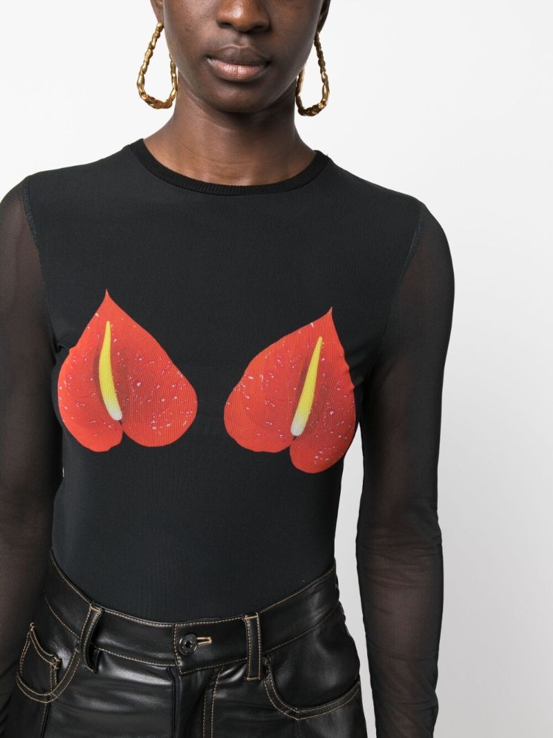 Black Anthurium Mesh Top