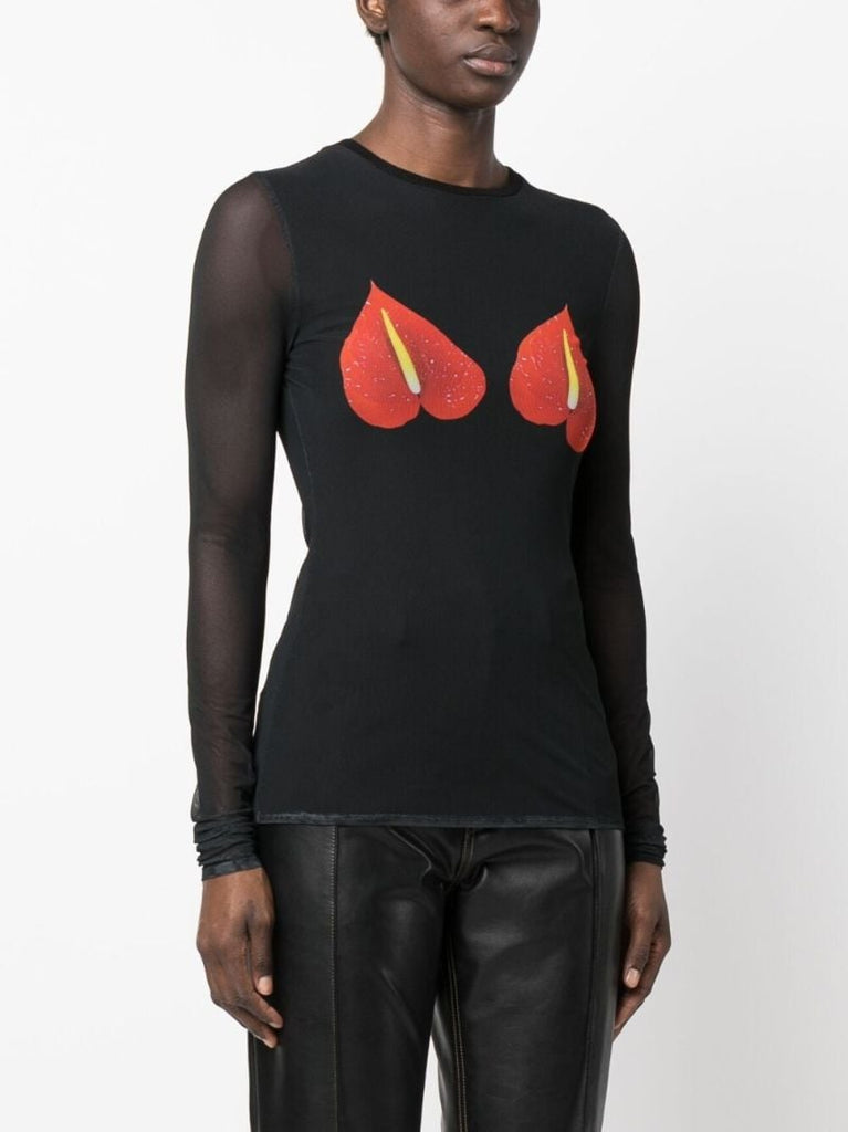 Black Anthurium Mesh Top