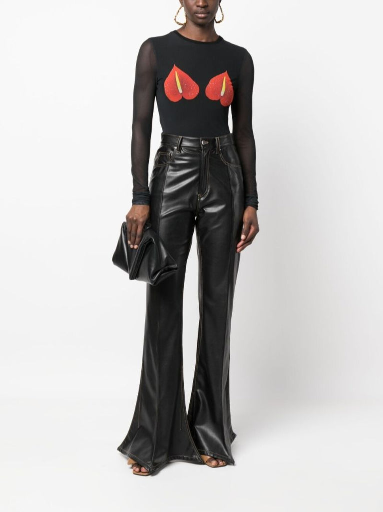 Black Anthurium Mesh Top