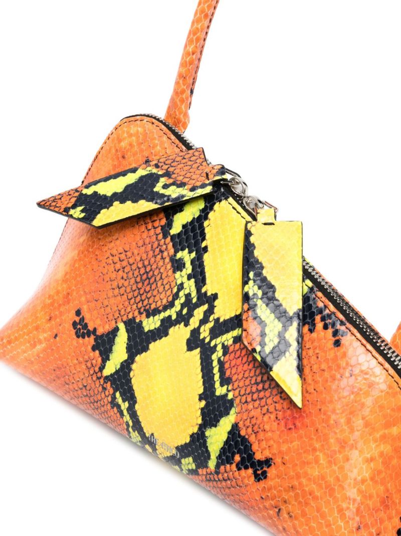 Orange Sunrise Snake-effect Leather Shoulder Bag