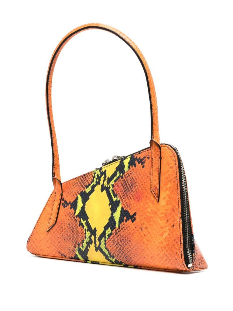 Orange Sunrise Snake-effect Leather Shoulder Bag