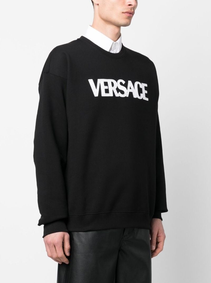 Black Mesh Logo Cotton Sweatshirt