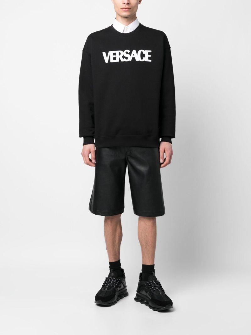 Black Mesh Logo Cotton Sweatshirt
