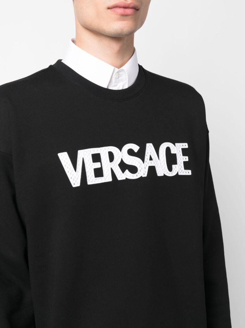 Black Mesh Logo Cotton Sweatshirt