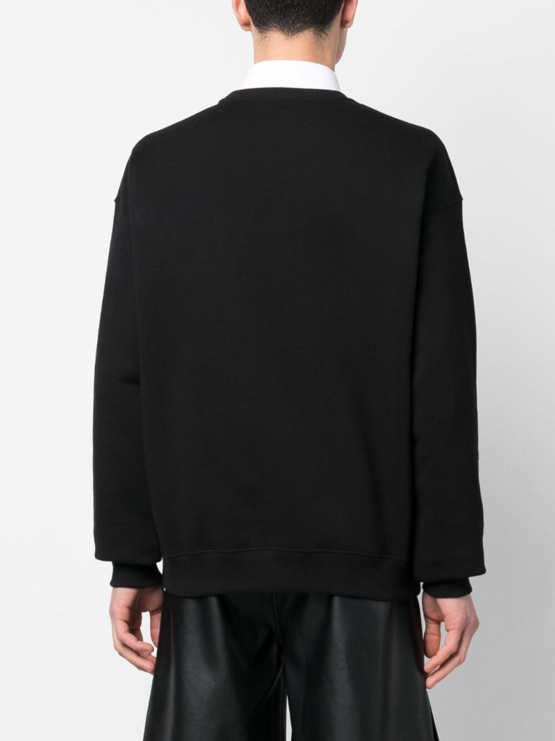 Black Mesh Logo Cotton Sweatshirt