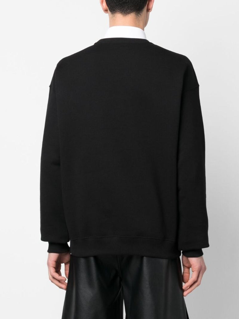 Black Mesh Logo Cotton Sweatshirt