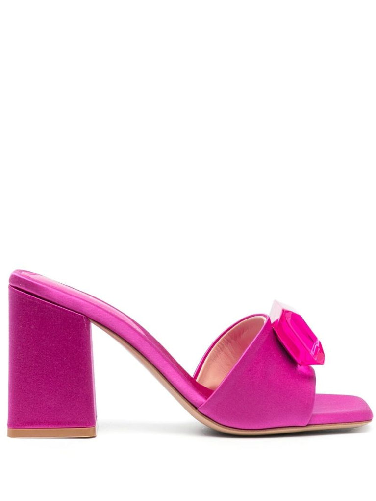 Pink 85 Open Toe Satin Mules