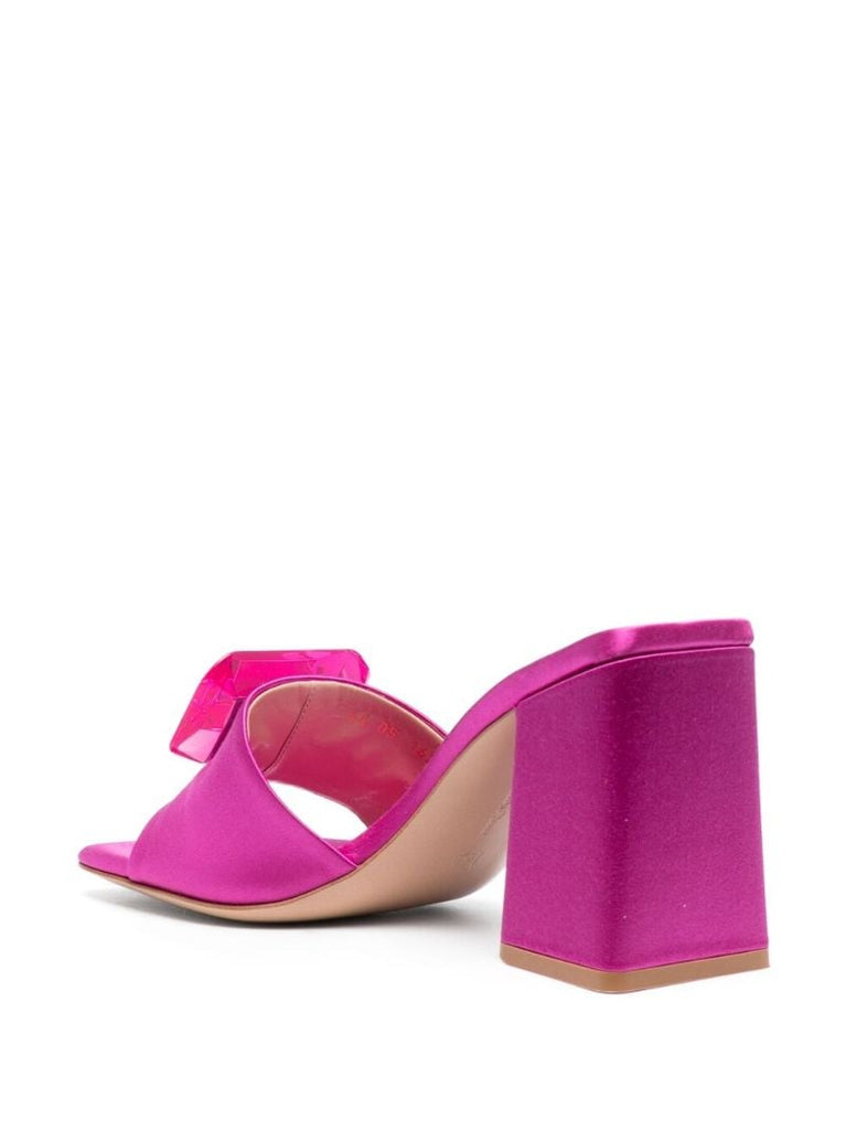 Pink 85 Open Toe Satin Mules