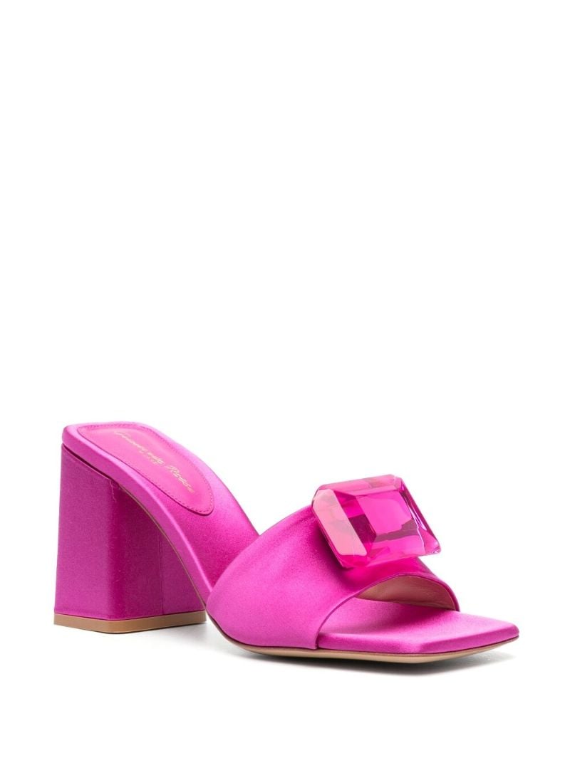 Pink 85 Open Toe Satin Mules