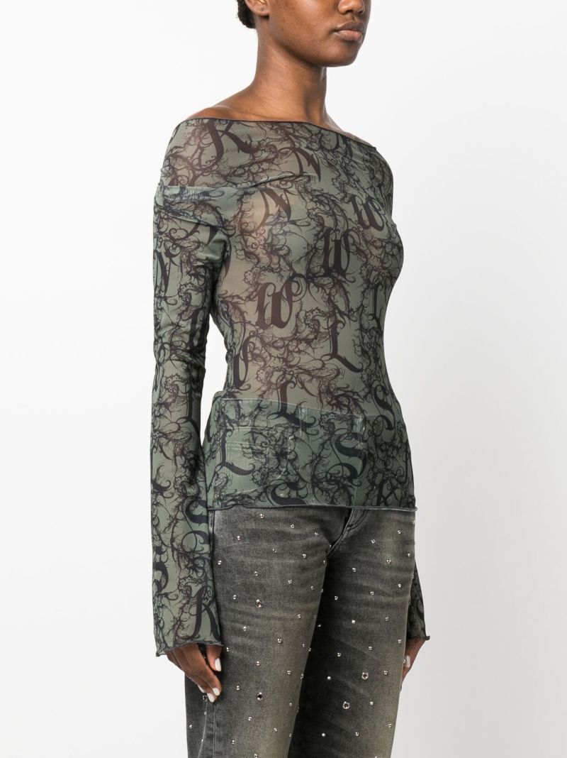 Grey Halcyon Gothic Lace Print Top