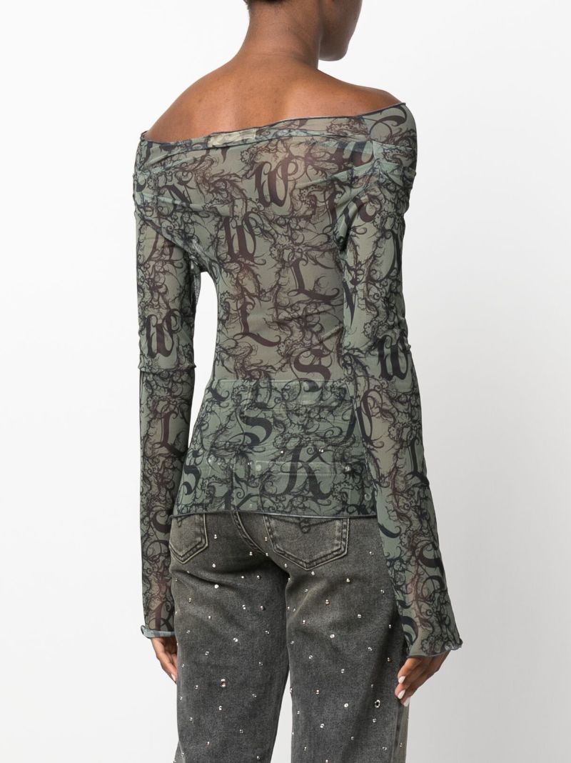 Grey Halcyon Gothic Lace Print Top