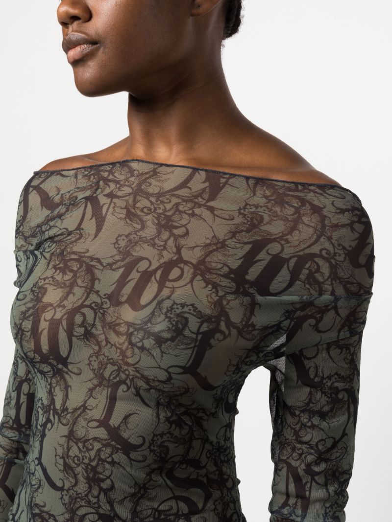 Grey Halcyon Gothic Lace Print Top