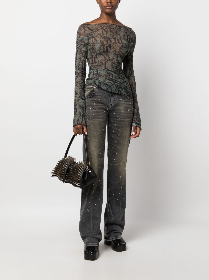 Grey Halcyon Gothic Lace Print Top