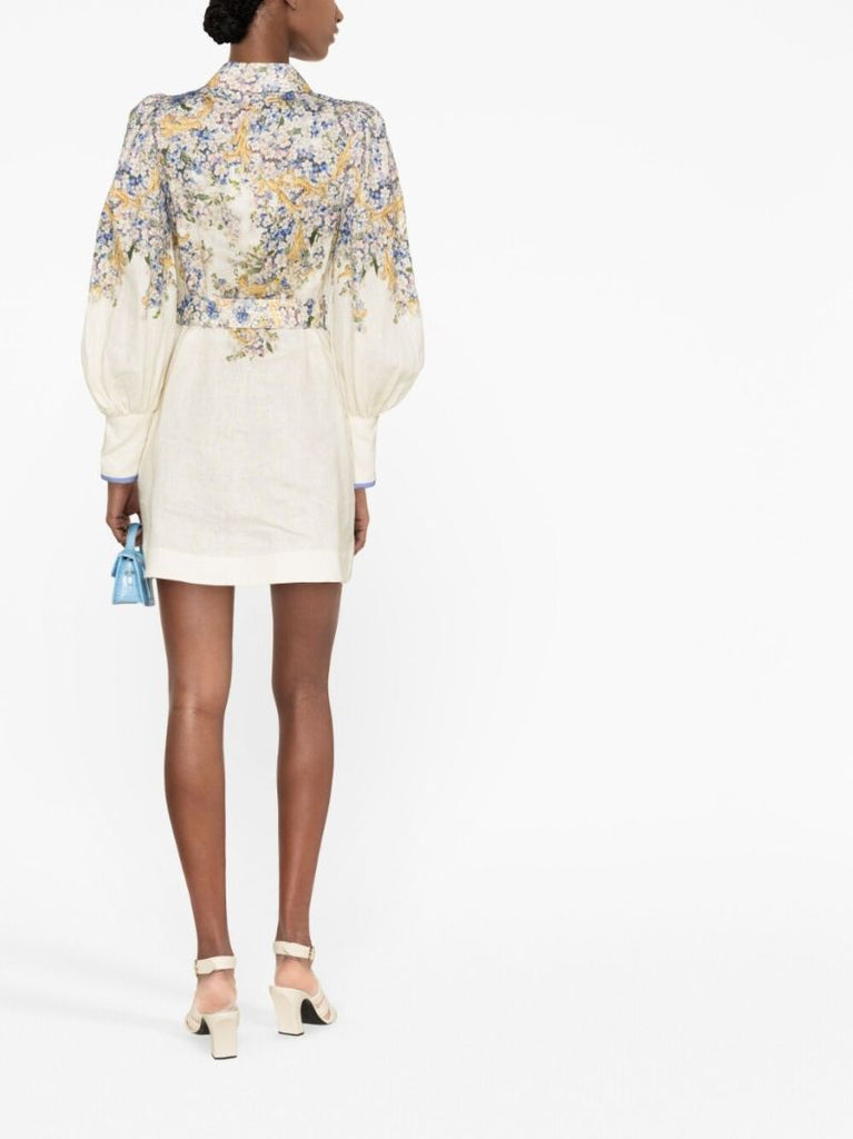 White Tama Floral Print Minidress