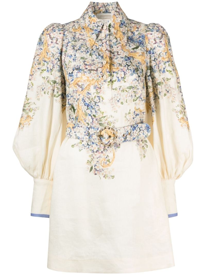 White Tama Floral Print Minidress