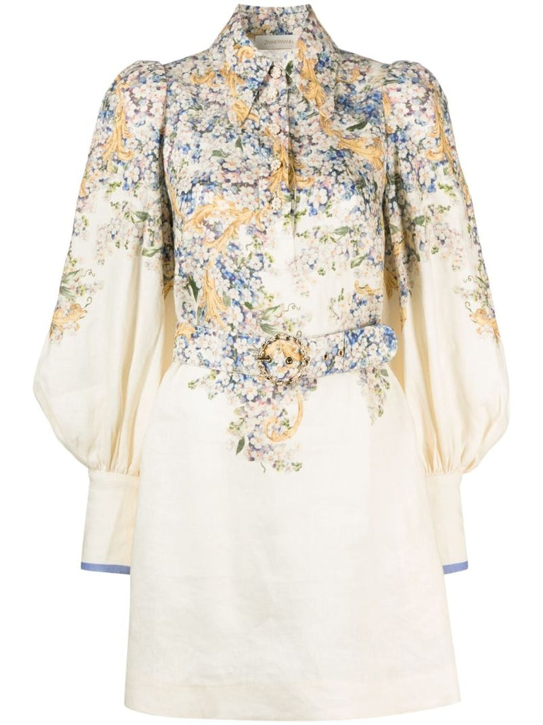 White Tama Floral Print Minidress