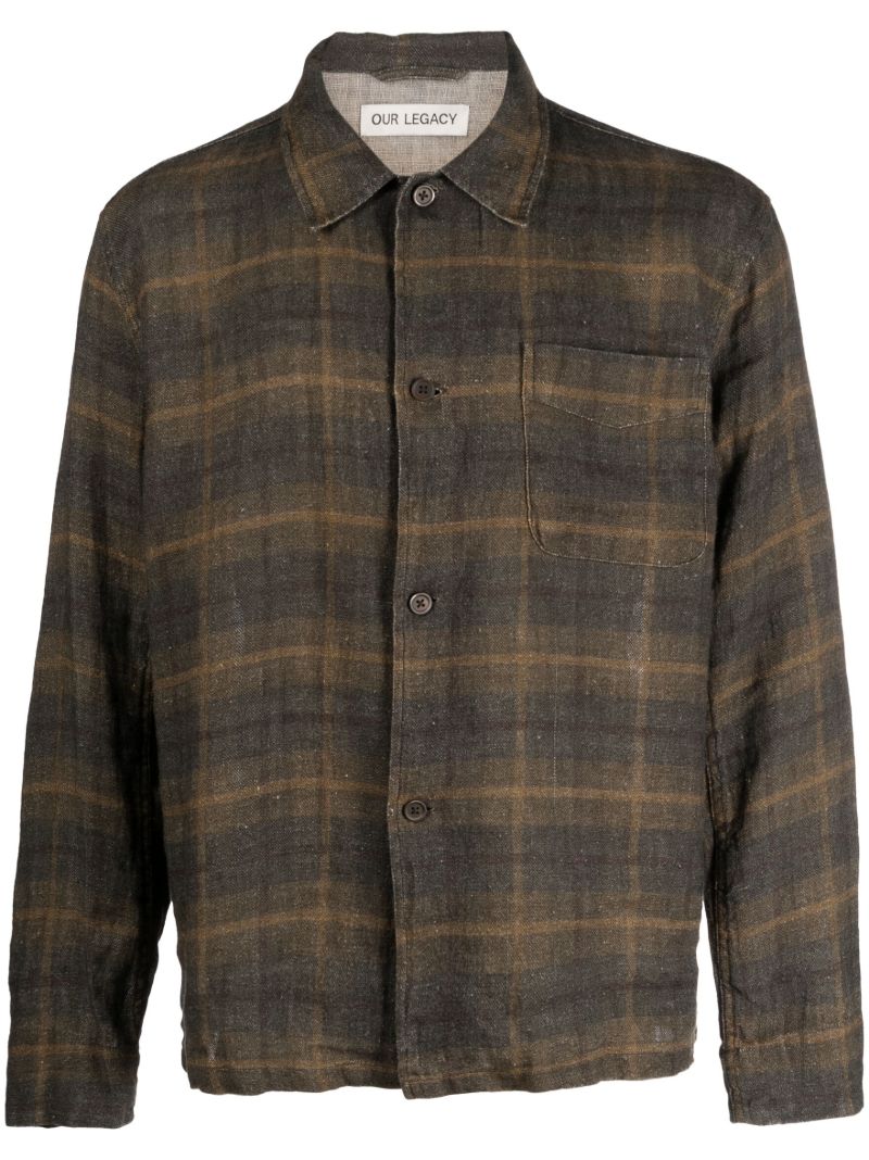Green Box Checked Linen Shirt