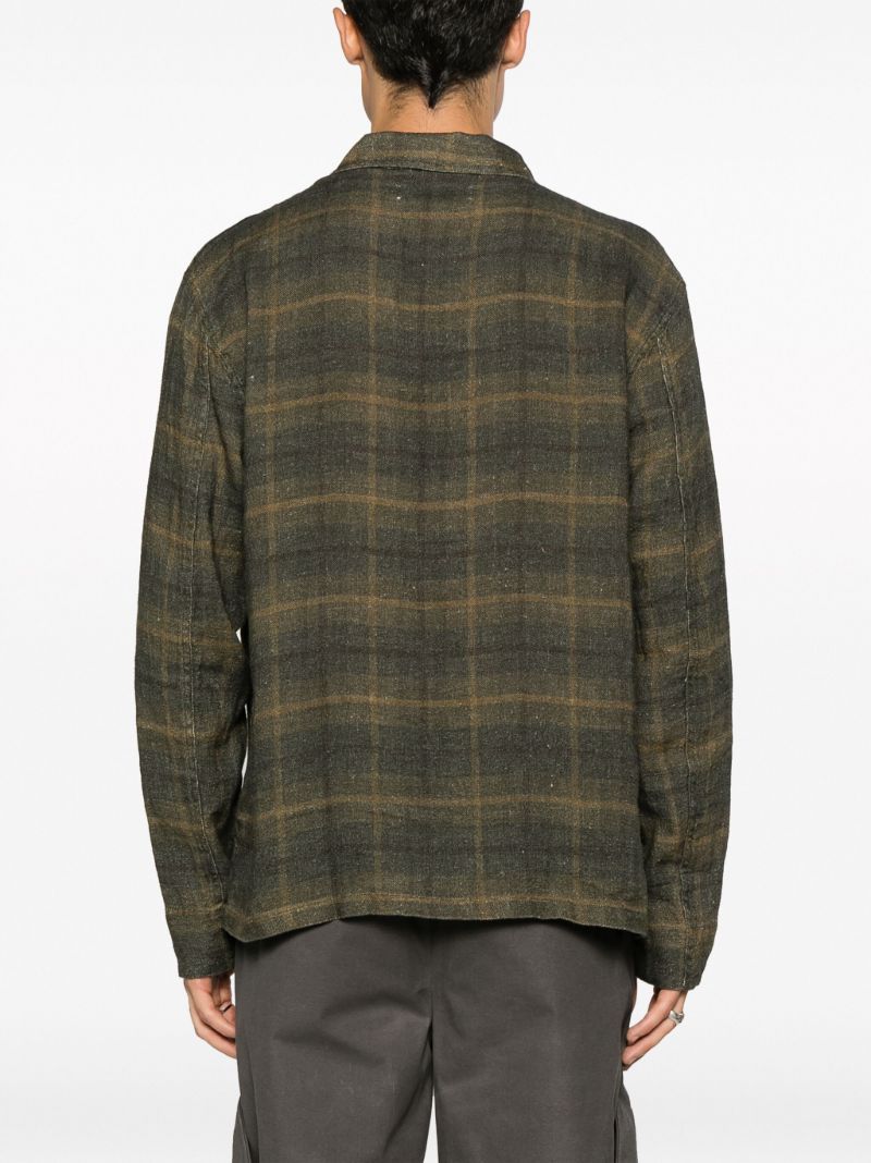 Green Box Checked Linen Shirt