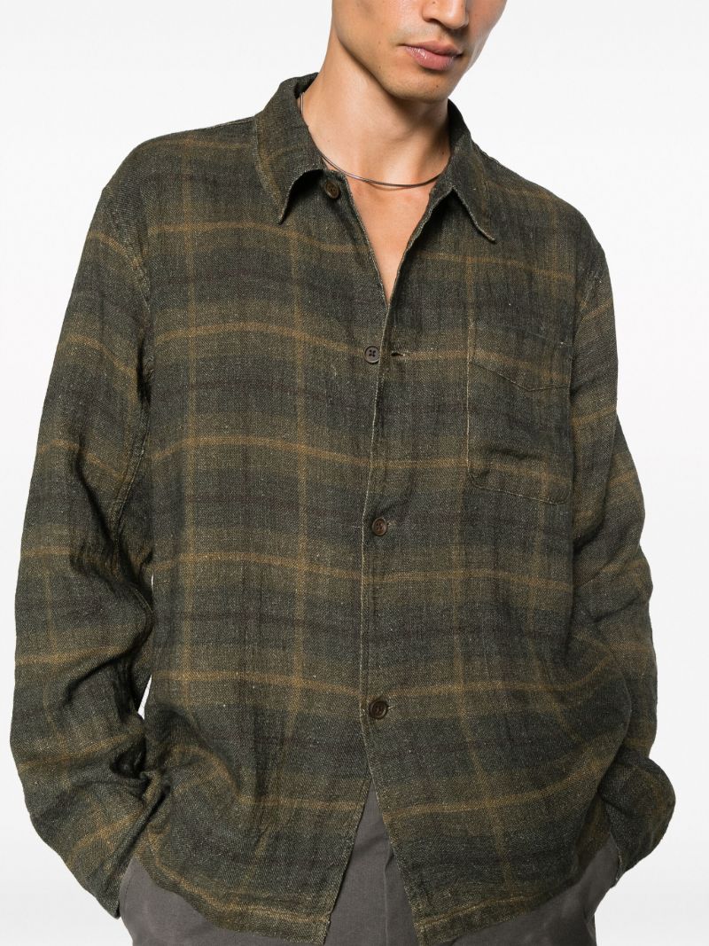Green Box Checked Linen Shirt