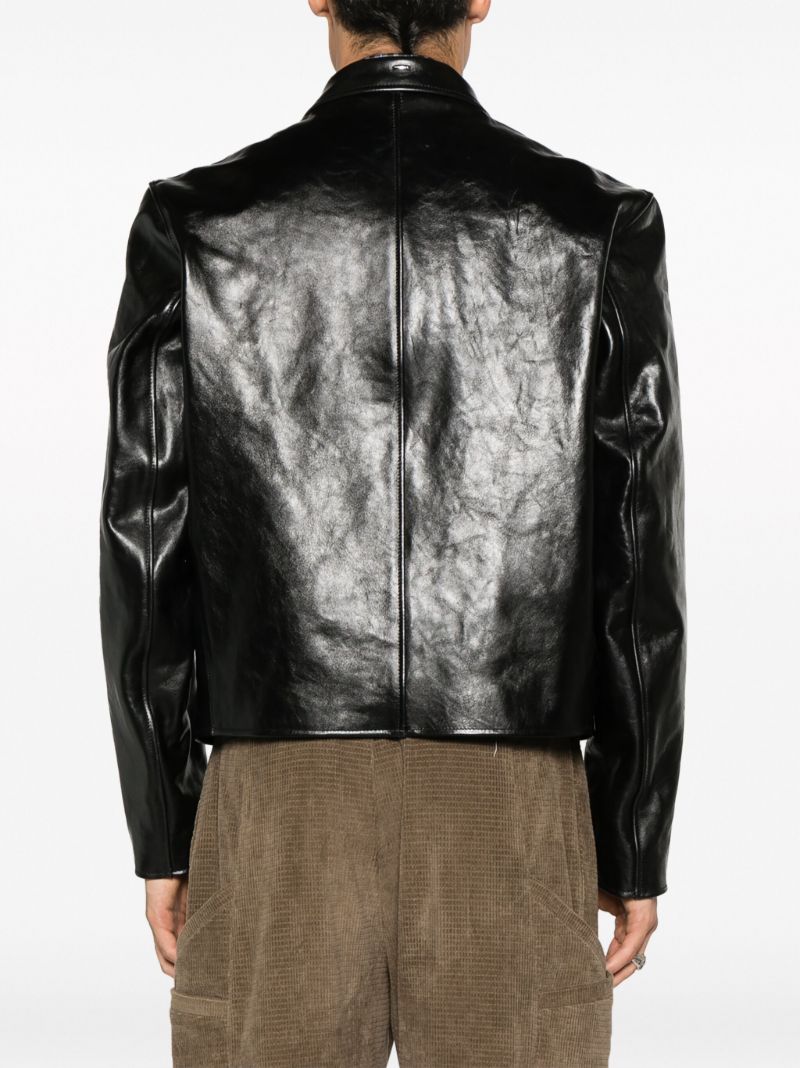 Black Mini Zip-up Leather Jacket