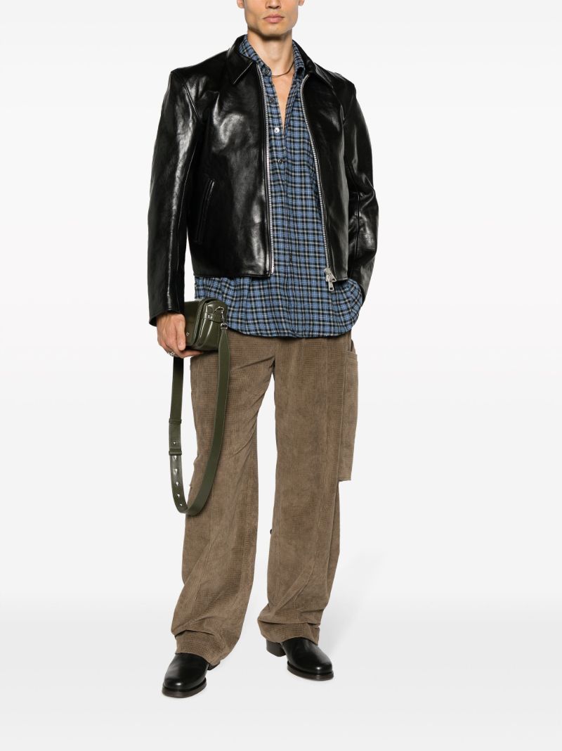 Black Mini Zip-up Leather Jacket