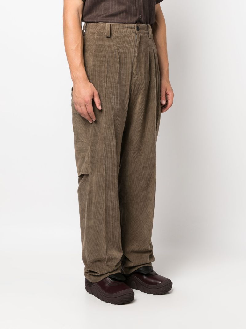 Green Megara Pleated Cotton Trousers