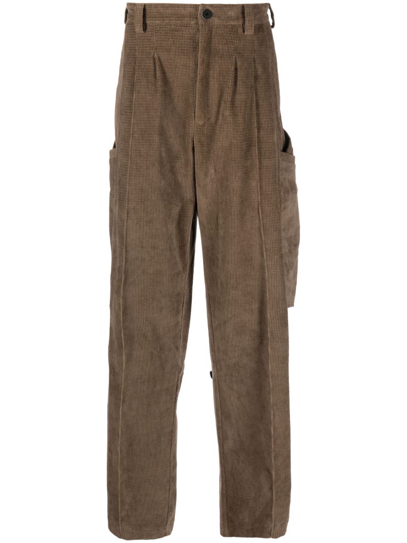 Green Megara Pleated Cotton Trousers
