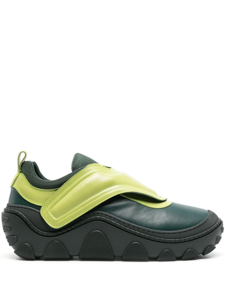 Green Tonkin Panelled Leather Sneakers