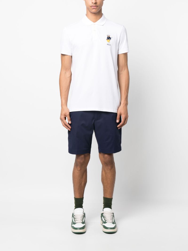 White Polo Bear Cotton Polo Shirt