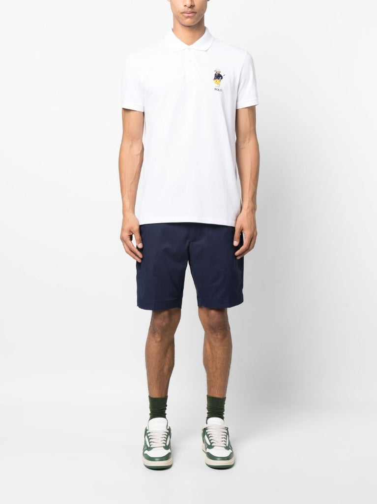 White Polo Bear Cotton Polo Shirt
