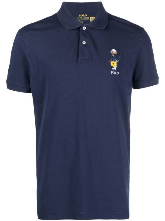 Blue Polo Bear Cotton Polo Shirt