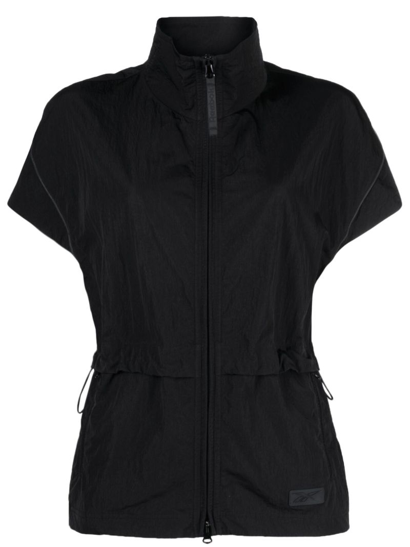 Black Funnel Collar Zip Up Vest