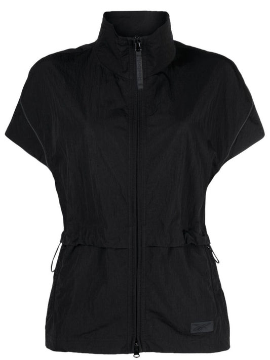 Black Funnel Collar Zip Up Vest