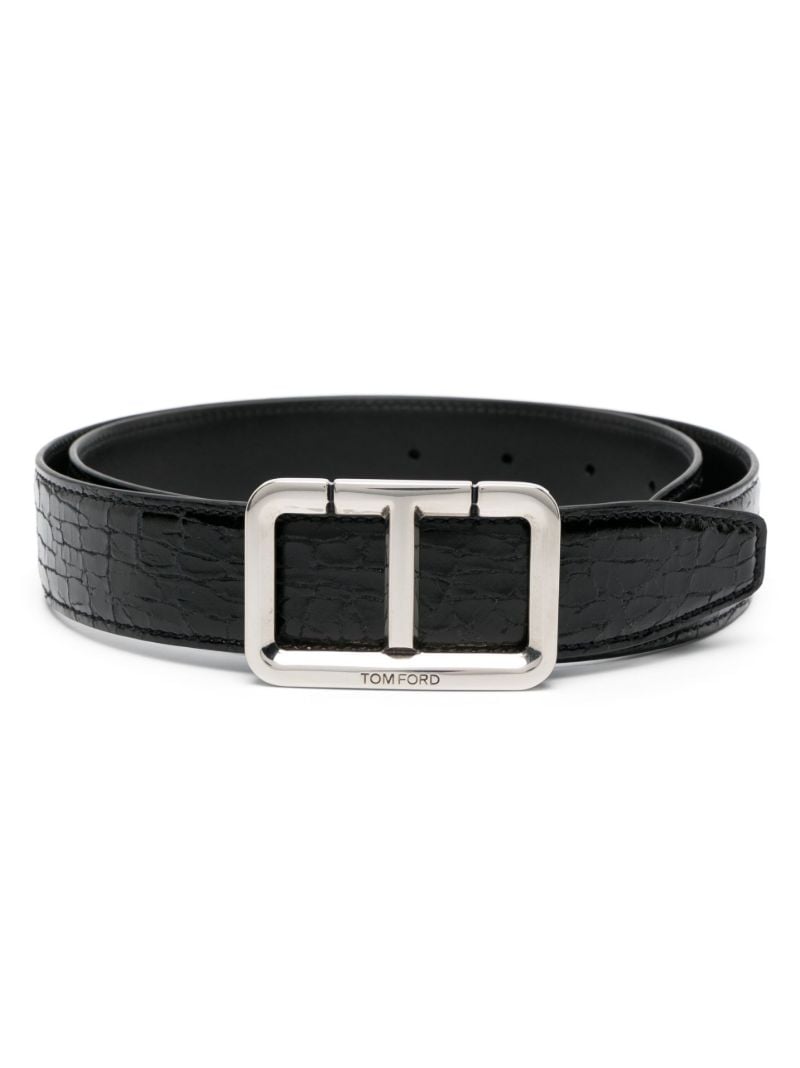 Black Distressed Leather Belt