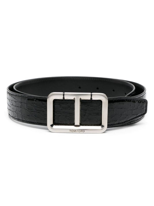 Black Distressed Leather Belt