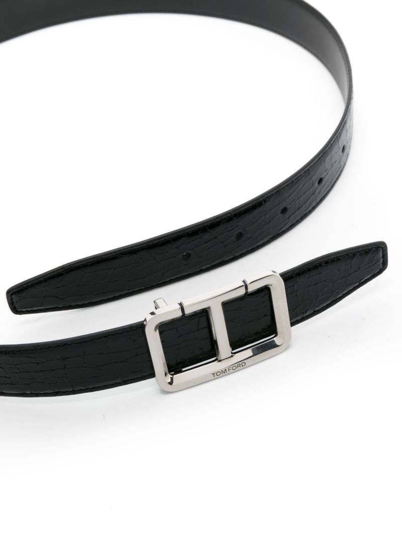 Black Distressed Leather Belt
