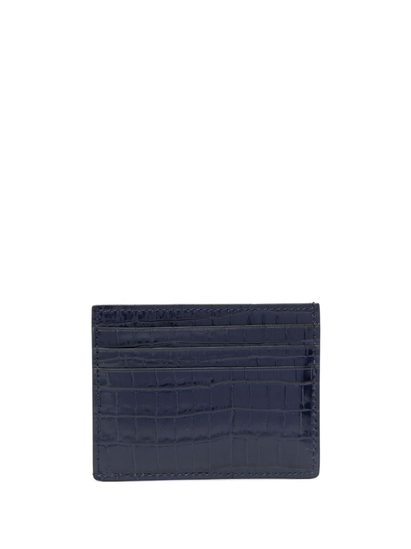 Blue Crocodile-effect Leather Card Holder