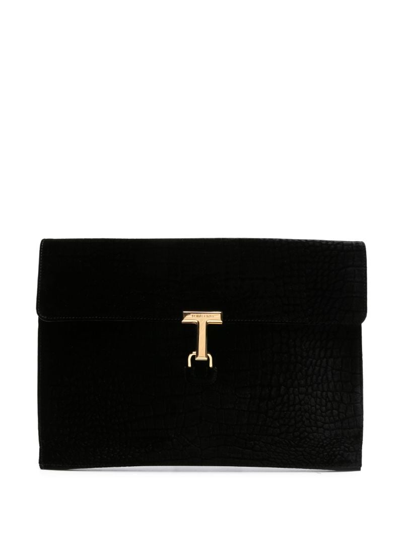 Black T Pin Portfolio Clutch Bag