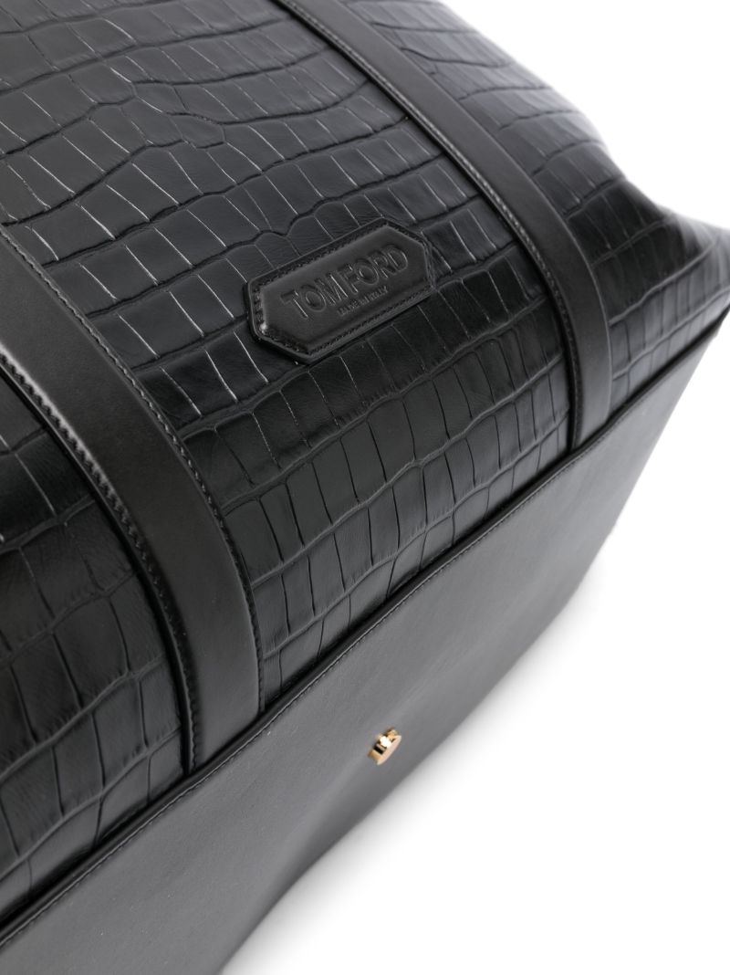 Black Crocodile-effect Leather Holdall