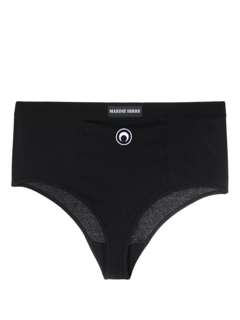 Black Logo Embroidered High Waist Briefs