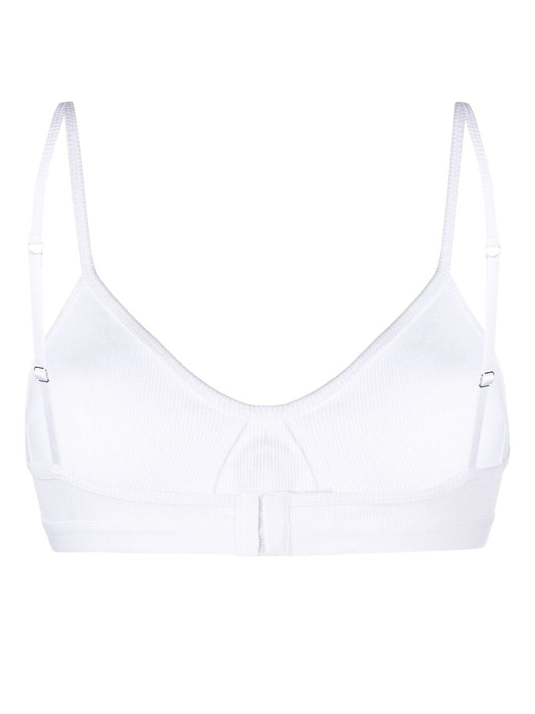 White Crescent Moon Ribbed Bra