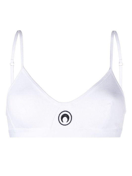 White Crescent Moon Ribbed Bra