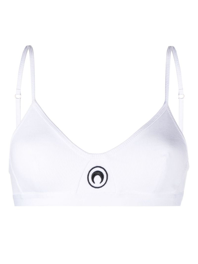White Crescent Moon Ribbed Bra